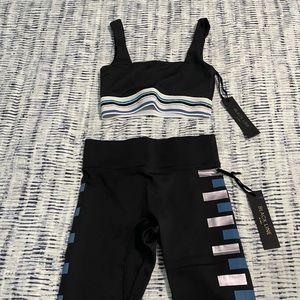 Noli Yoga Blue Steel Biker Short and Bra Set